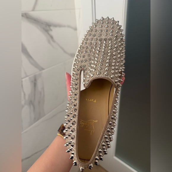 Christian Louboutin Roller Boat Men's Spiked Slip-On Shoes - Silver - Picture 14 of 16